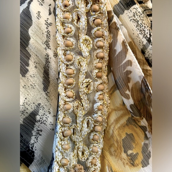 Vasna Desire Animal print Midi Chiffon Beaded Dress Women Medium Lined - Picture 2 of 7